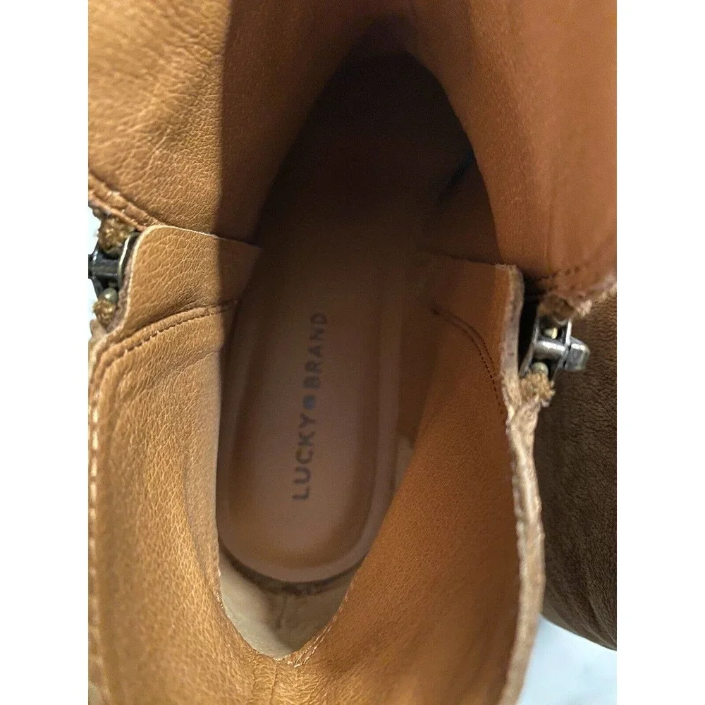 New Lucky Brand TAYTI Topogan Tan Point Toe Western Cowboy Boot Ankle Booties 12